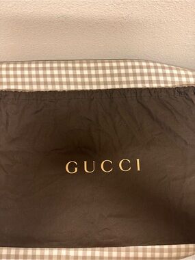 Gucci Brown Fabric Bag with Gold Logo